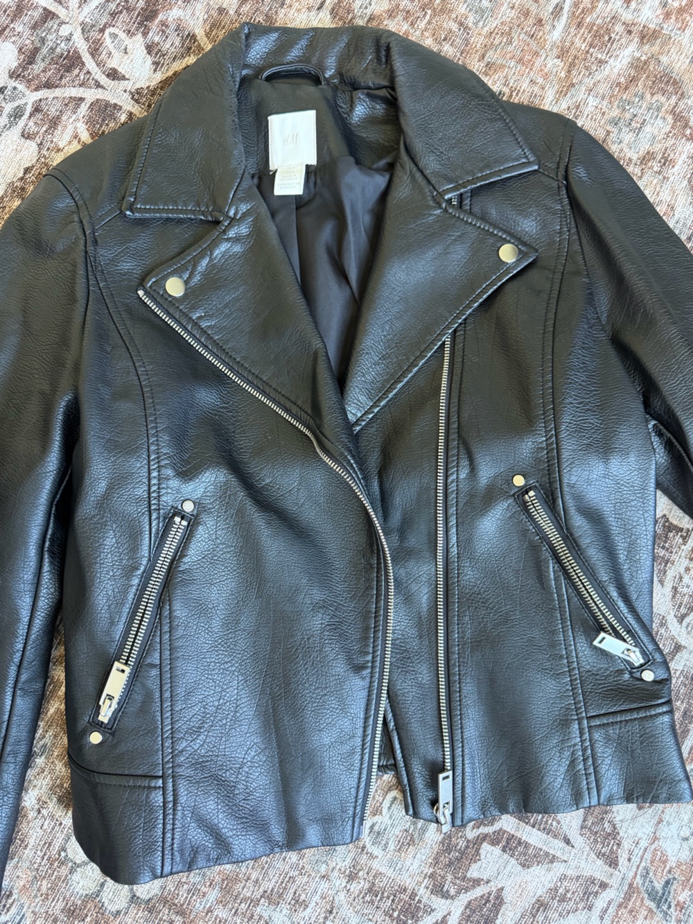 H&M Black Faux Leather Biker Jacket - Classic Moto Style